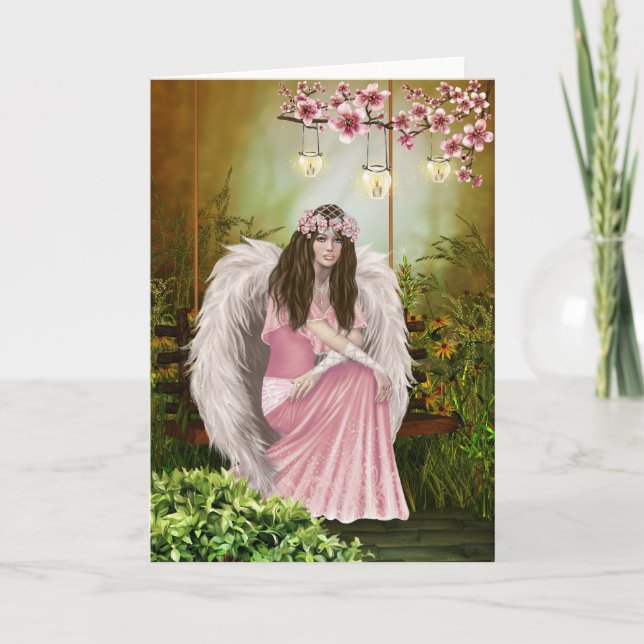 Rosa Angel Sympathy Card Kort (Framsida)