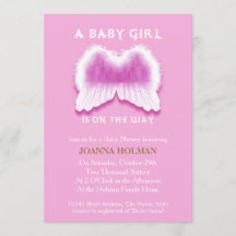 Rosa Angel Vingar Baby Shower Card