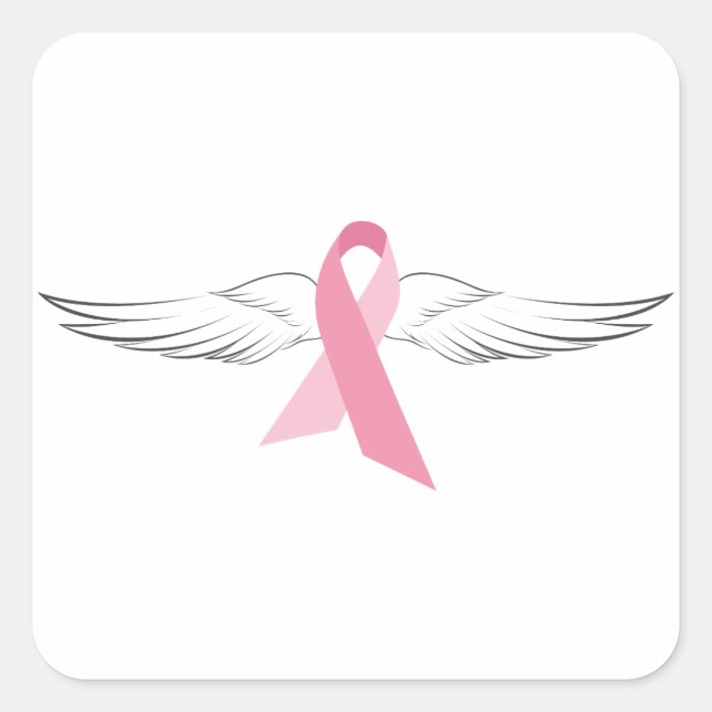 Rosa Angel Vingar Fyrkantigt Klistermärke (Framsida)