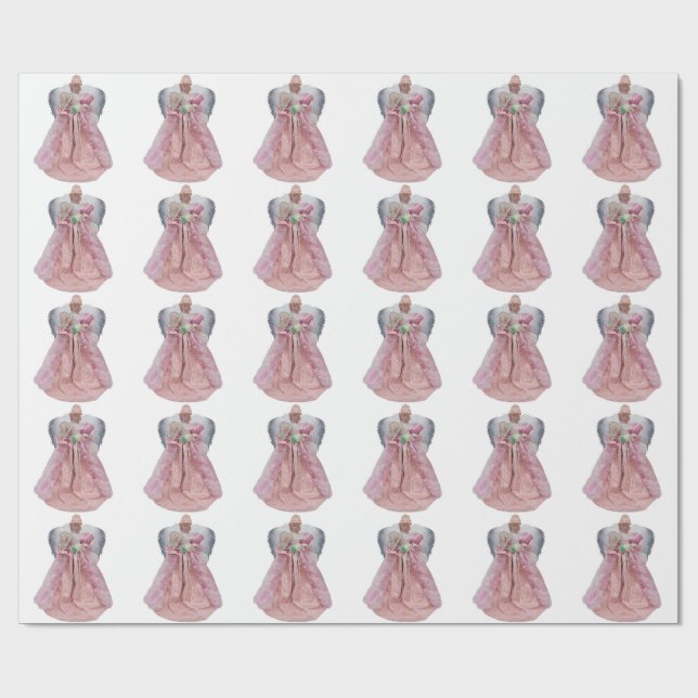 Rosa Angel White Wrapping Papper Presentpapper (Platt)