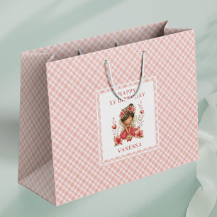 Rosa Ängelflicka Whimsisk Blommig Födelsedagsprese