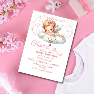 Rosa Angelic Silhouettes Heaven Sent Baby Shower Inbjudningar