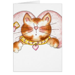 Rosa ängelkatt hälsningskort