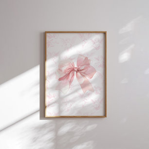 Rosa ängelväggkonst med rosett poster