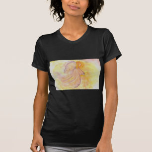 Rosa ängelvattenfärgmålning t-shirt