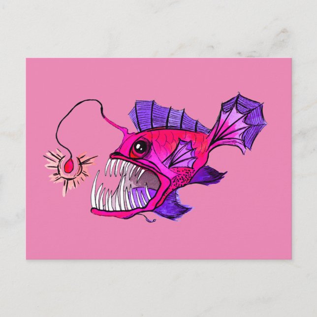 Rosa Anglerfish Vykort (Framsida)