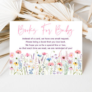 Rosa ängsvilda blommor Baby Shower Bok Begäran Tilläggskort