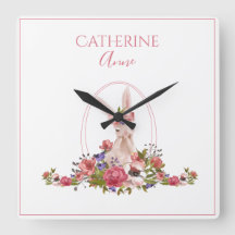 Rosa Animal Bunny Blommigt Girly Namn