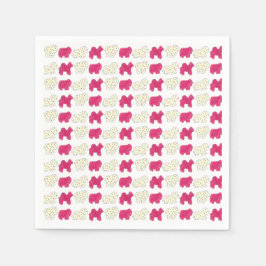 Rosa Animal Crackers Cookies Circus Födelsedagsfes Pappersservett