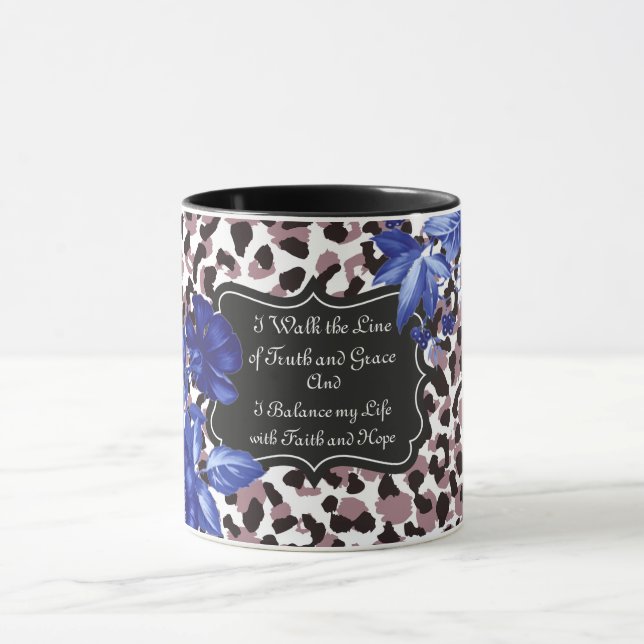 Rosa Animal Print Blommigt Mugg. Jag går på linjen Mugg (Center)