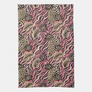 Rosa Animal Print Fusion - Sömlös Mönster Kökshandduk