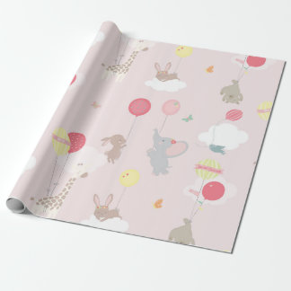 Rosa Animals Clouds Balloons Baby Presentpapper