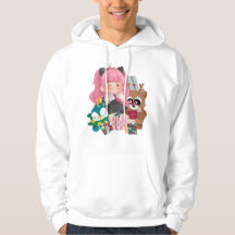 Rosa Anime Kattflicka Festlig Höstglädje