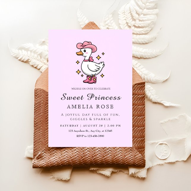 Rosa anka prinsessa fest inbjudningar (Skapare uppladdad)