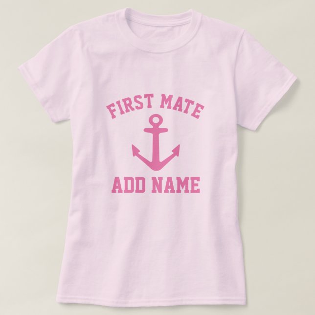 Rosa ankare, första kamrat, brädskjorta för kvinno t shirt (Design framsida)
