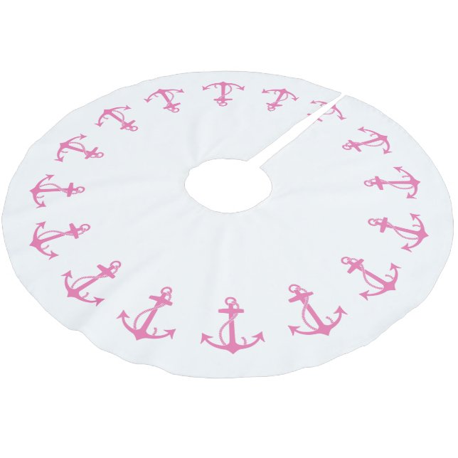 Rosa ankare kant julgransmatta borstad polyester (Vinklad)