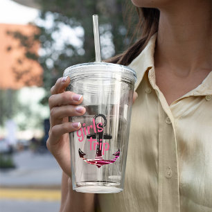Rosa Ankare Tjejresan Monogram med Datum Take Away Mugg