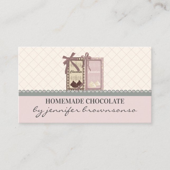 Rosa anpassad boxförpackning bageri hyllor choklad visitkort (Framsida)