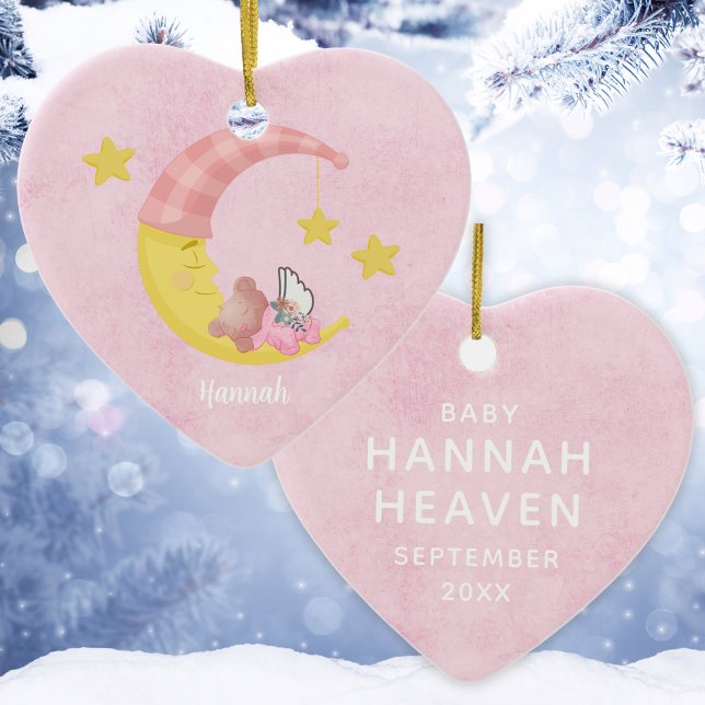 Rosa Anpassade Girl Baby Loss jul Heart Julgransprydnad Keramik (Pink Customizable Girl Baby Loss Christmas Heart Ceramic Ornament
)
