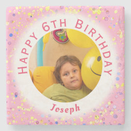 Rosa Anpassade Vattenfärgskonfetti födelsedag Stenunderlägg