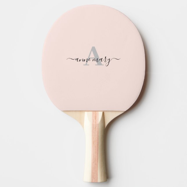  Rosa, anpassat namn, monogram Gift-förmån, Girly Pingisracket (Framsidan)