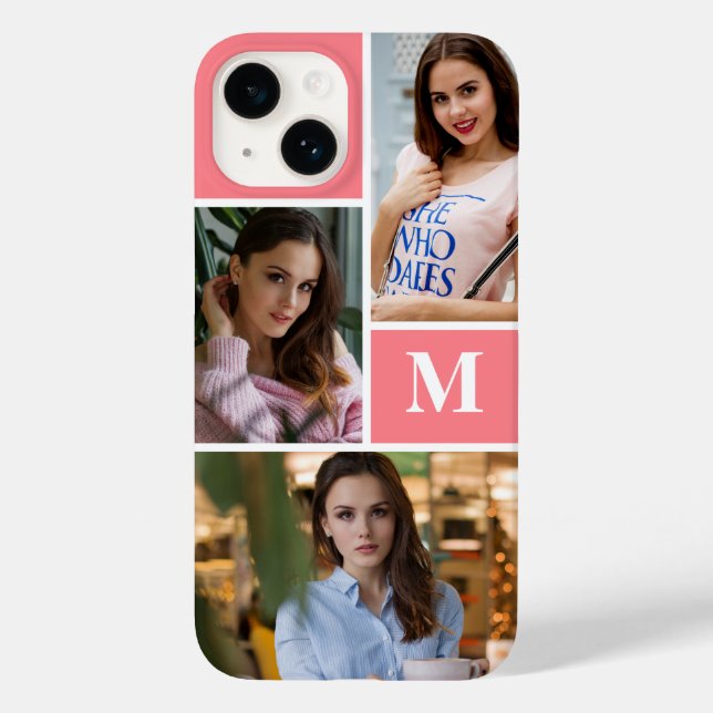  Rosa Anpassningsbar 3 Monogrammad fotokollage (Baksida)