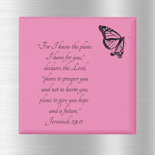 Rosa Anpassningsbar Bible Verse Butterfly Jeremiah Magnet