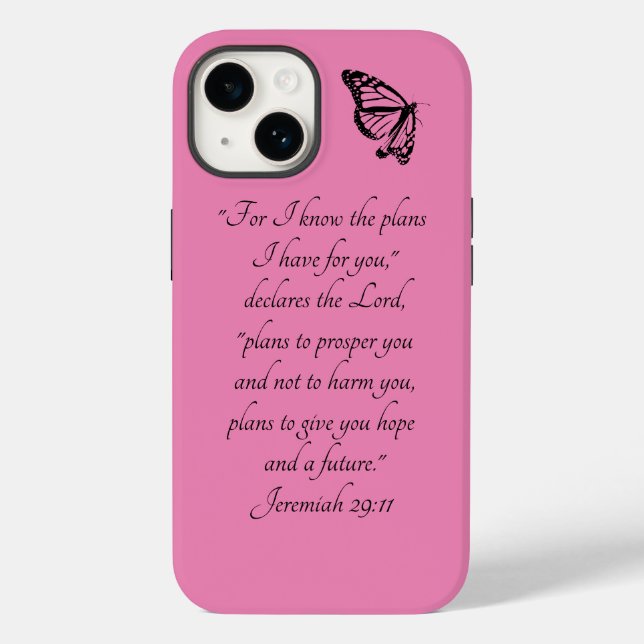 Rosa Anpassningsbar Bible Verse med Butterfly (Baksida)