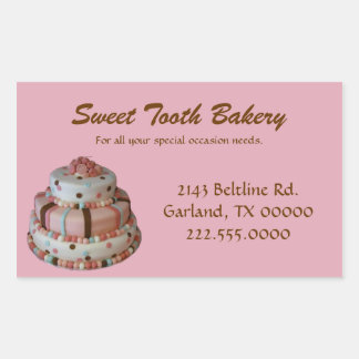 Rosa Anpassningsbar Cake Bakery Box Stickers Rektangulärt Klistermärke