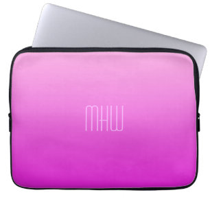 Rosa anpassningsbar i övertoning i monogram laptop fodral