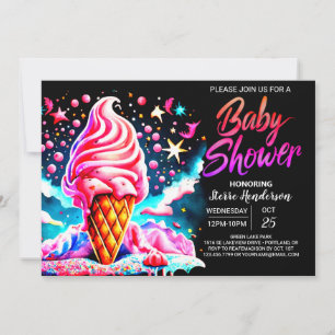 Rosa Anpassningsbar Ice Cream Cone Bliss Baby Show Inbjudningar