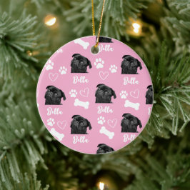 Rosa Anpassningsbar Kärlek Paw Skriv ut Hund älska Julgransprydnad Keramik