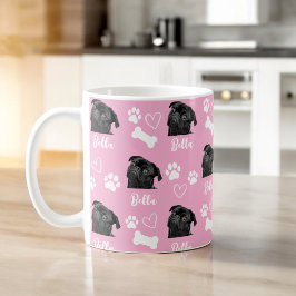 Rosa Anpassningsbar Kärlek Paw Skriv ut Hund älska Kaffemugg