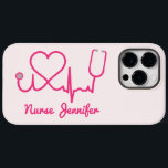 Rosa Anpassningsbar Nurse Namn Stethoscope Heart L<br><div class="desc">Det här är en Rosa Anpassningsbar Nurse Namn Stethoscope Heart Life Line i telefonväska! Perfekt för din favoritsköterska,  en nyligen genomförd sjuksköterska student etc.</div>