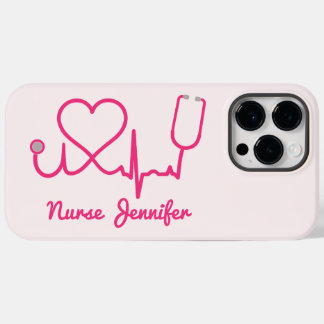 Rosa Anpassningsbar Nurse Namn Stethoscope Heart L