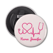 Rosa Anpassningsbar Nurse Namn Stethoscope Heart L