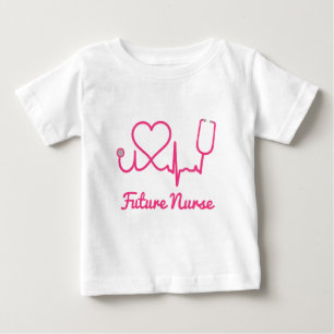 Rosa Anpassningsbar Nurse Namn Stethoscope Heart L T Shirt