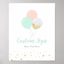 Rosa, Anpassningsbar Party-tecken för babyskylt fö Poster