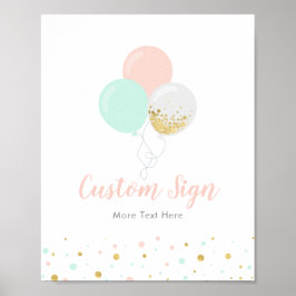 Rosa, Anpassningsbar Party-tecken för babyskylt fö Poster