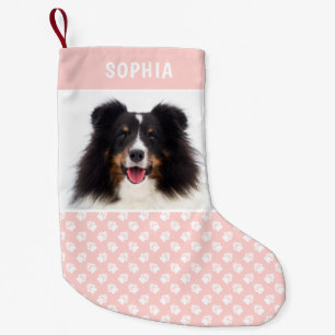 Rosa Anpassningsbar Pet Photo with White Tass & N Liten Julstrumpa