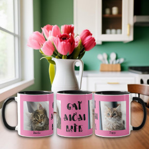 Rosa Anpassningsbar Photo Cat Mamma Life Mors dag Mugg