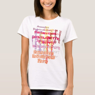 Rosa anpassningsbar text bachelorette Party T-shirt