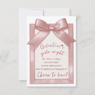 Rosa anpassningsbart Galentine-fest-inbjudan OSA Kort
