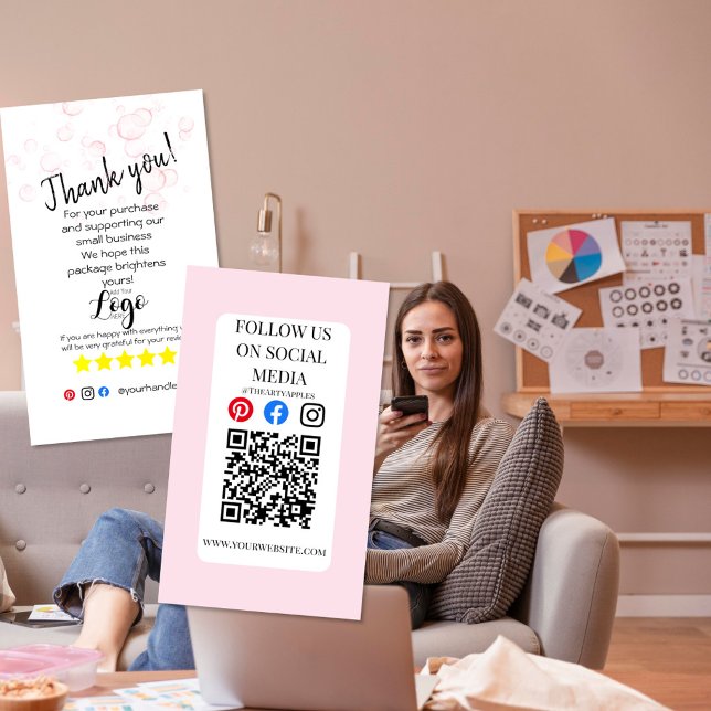 Rosa anpassningsbart logotypförpackningskort visitkort (Skapare uppladdad)