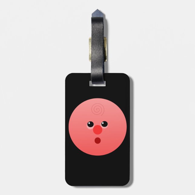 Rosa Ansikte Bagagetag med läderband Bagagebricka (Baksidan Lodrät)