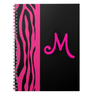 Rosa anteckningsbok för sebrarandMonogram Med Spiral