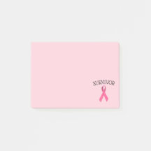 Rosa anteckningslappar för canceröverlevare