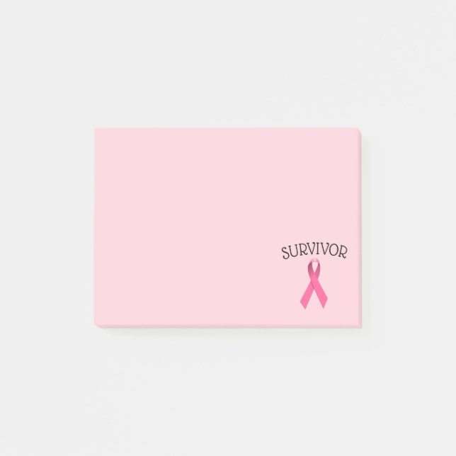 Rosa anteckningslappar för canceröverlevare post-it block (Framsida)