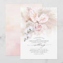 Rosa Anthurium Orchids och Pampas Grass Bröllop