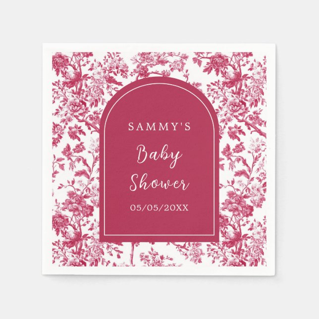 Rosa Antik Chinoiserie Baby Shower Pappersservett (Framsidan)